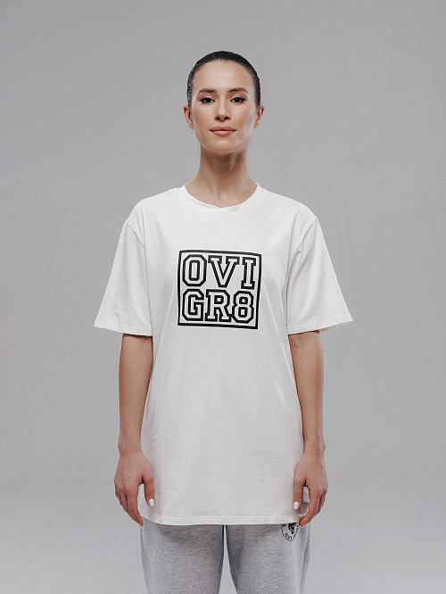 Футболка с коротким рукавом молочного цвета OviGR8  