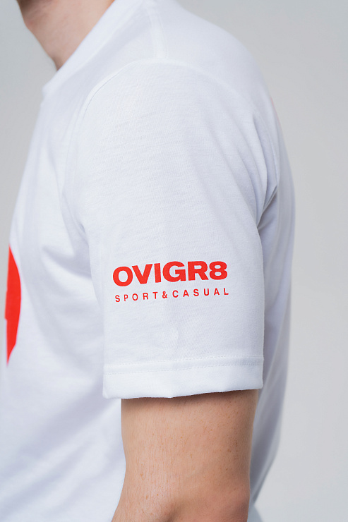 Футболка с коротким рукавом белая с красным  