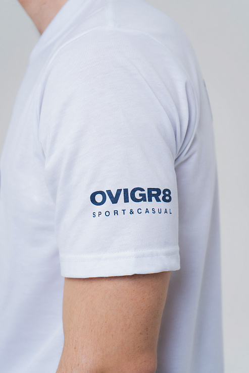 Футболка с коротким рукавом белая с синим  