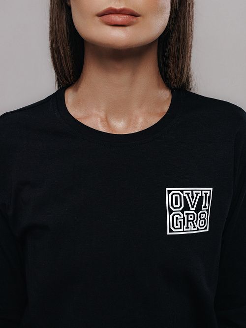 Футболка с длинным рукавом черная женская