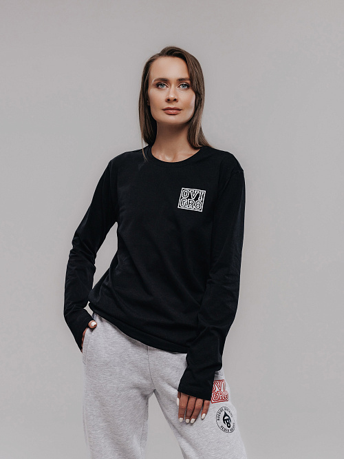 Футболка с длинным рукавом черная женская