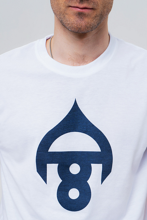 Футболка с коротким рукавом белая с синим  