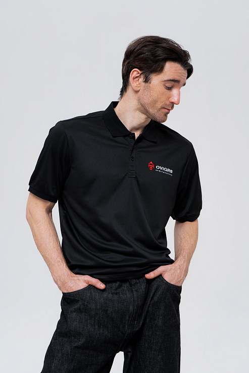 Поло с коротким рукавом черное  
