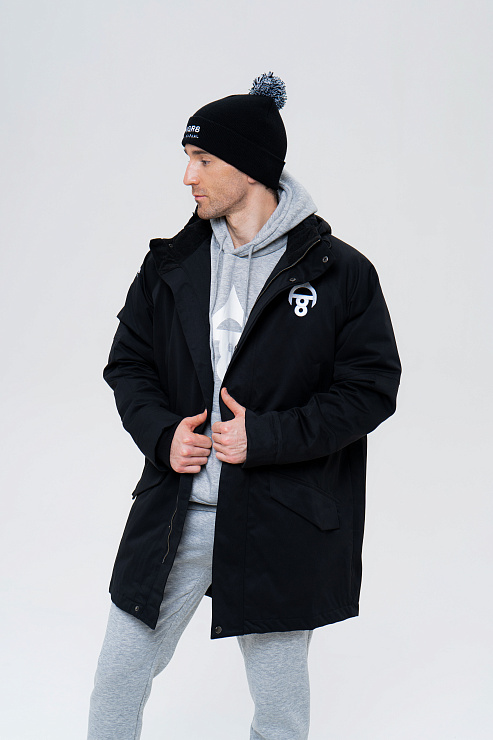 Пальто с капюшоном черное  