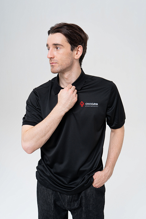 Поло с коротким рукавом черное  