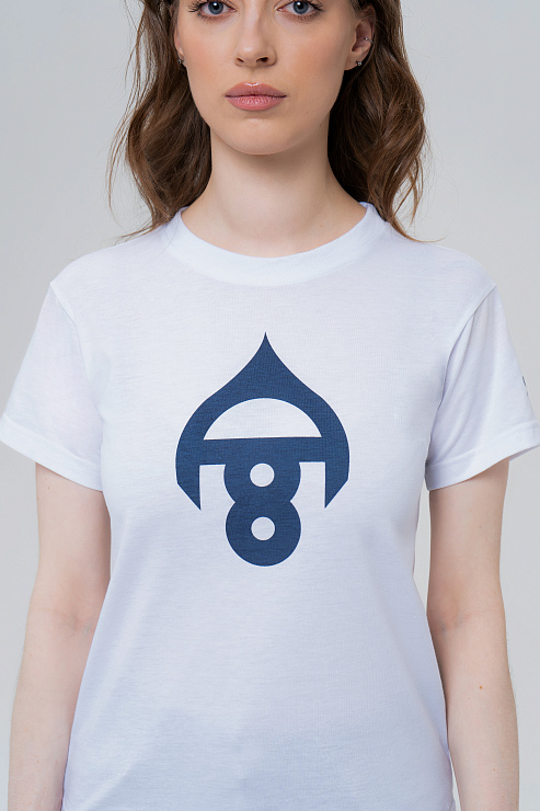 Футболка с коротким рукавом женская белая с синим  