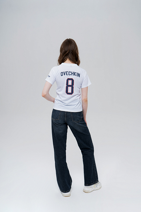 Футболка с коротким рукавом женская белая с синим  