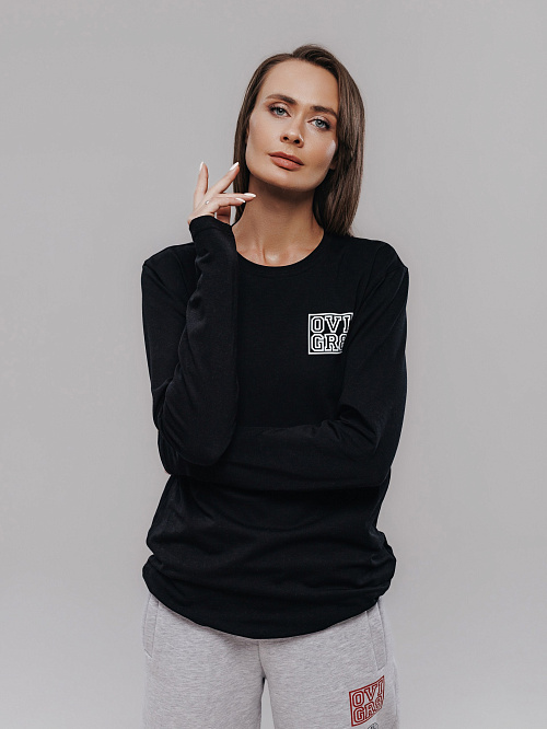 Футболка с длинным рукавом черная женская