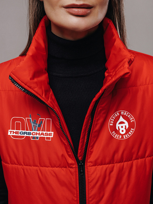 Жилет утепленный красный женский  в интернет-магазине бренда Александра Овечкина WWW.OVIGR8.COM