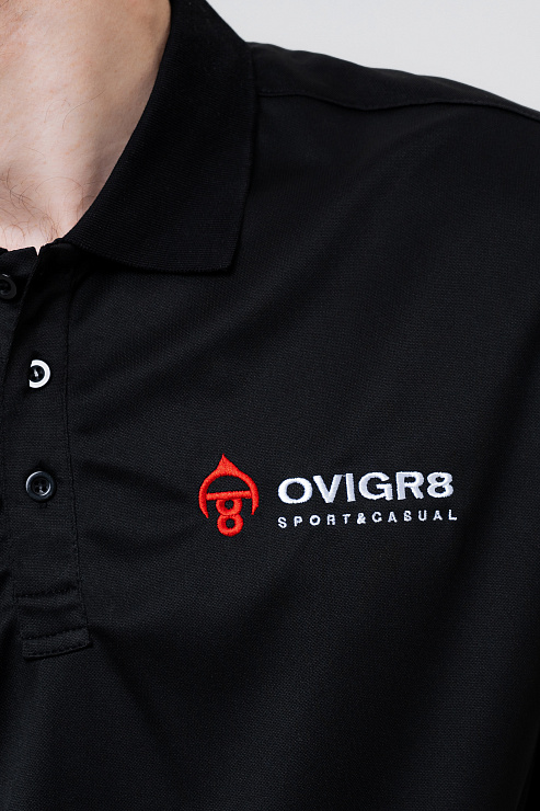 Поло с коротким рукавом черное  