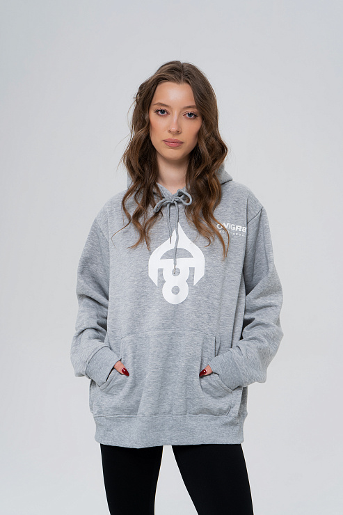 Толстовка с капюшоном серая 